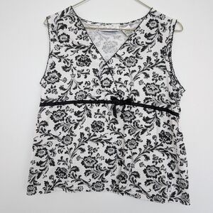 Vintage Allyson Whitemore Y2K Lettuce Edge Cross Front Tank Top Floral Coquette